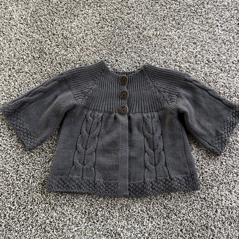 Peregrine JG Glover Crop Top Cable Knit‎ Cardigan Size S Gray 100% Wool England